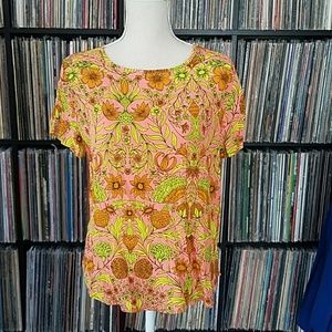 H&M Neon Yellow, Pink, & Apricot Floral Top